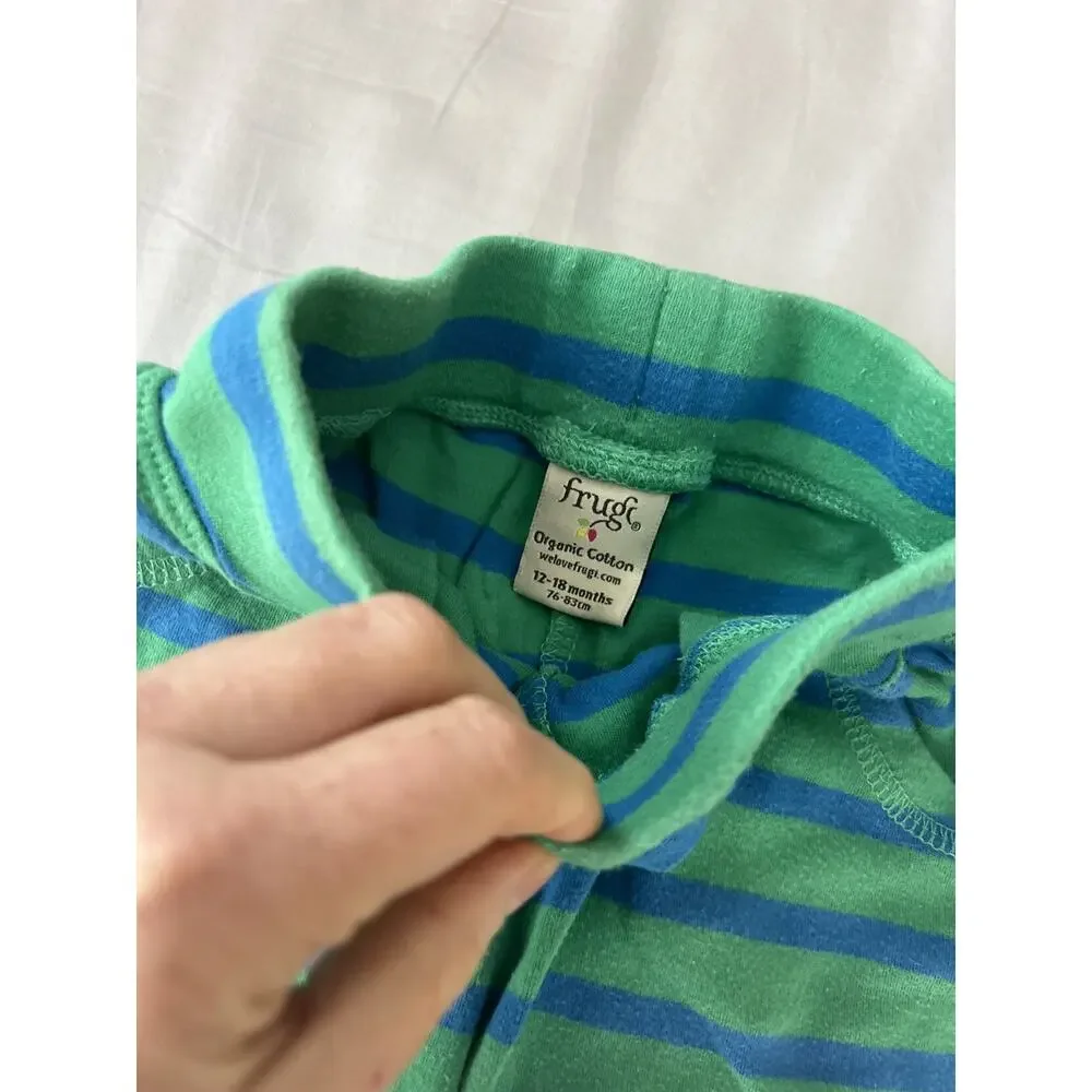Frugi Green Blue Stripe Shorts 12-18m